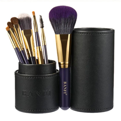 BANFI 7Pcs Eyeshadow Foundation Lip Makeup Brush Set with Cylindrical Box