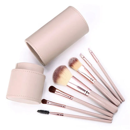 BANFI 7Pcs Eyeshadow Foundation Lip Makeup Brush Set with Cylindrical Box