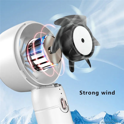 A68 Hair Dryer Style Handheld Fan 3 Wind Speed Mini Cooling Fan Phone Holder Stand