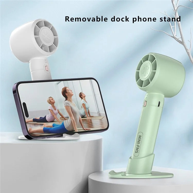 A68 Hair Dryer Style Handheld Fan 3 Wind Speed Mini Cooling Fan Phone Holder Stand