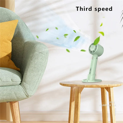 A68 Hair Dryer Style Handheld Fan 3 Wind Speed Mini Cooling Fan Phone Holder Stand