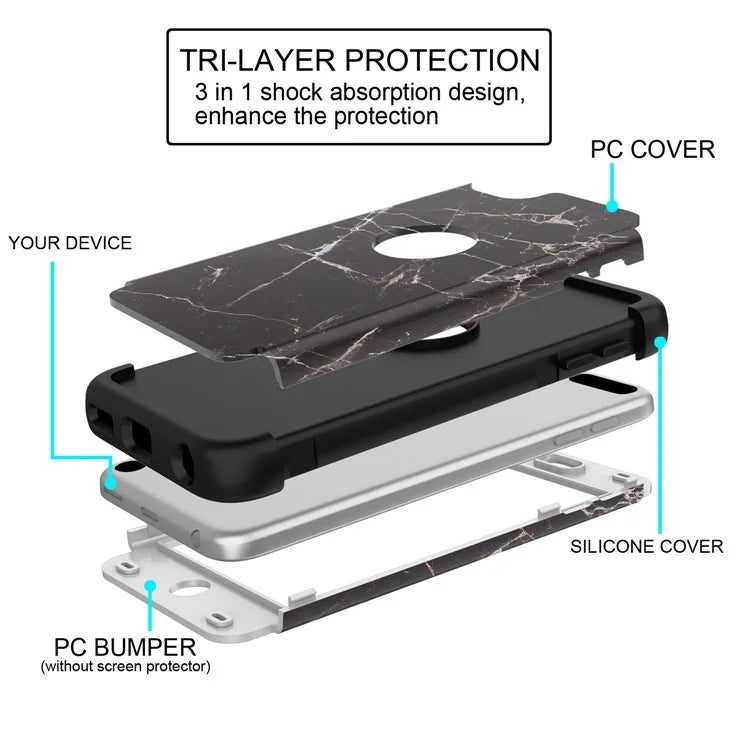 Anti-dust Detachable Shockproof Silicone + PC Combo Back Phone Cover Shell for iPod Touch (2019) / Touch 6 Marble Pattern