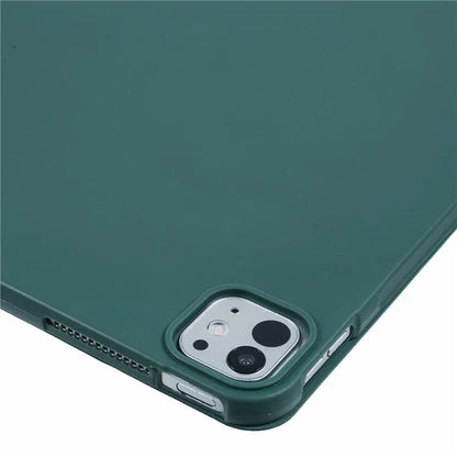 Tri-Fold Stand Smart Wake  /  Sleep TPU Leather Tablet Cover for iPad Air 13 (2024)  /  Pro 12.9 (2022) (2021) (2020) - Dark Green