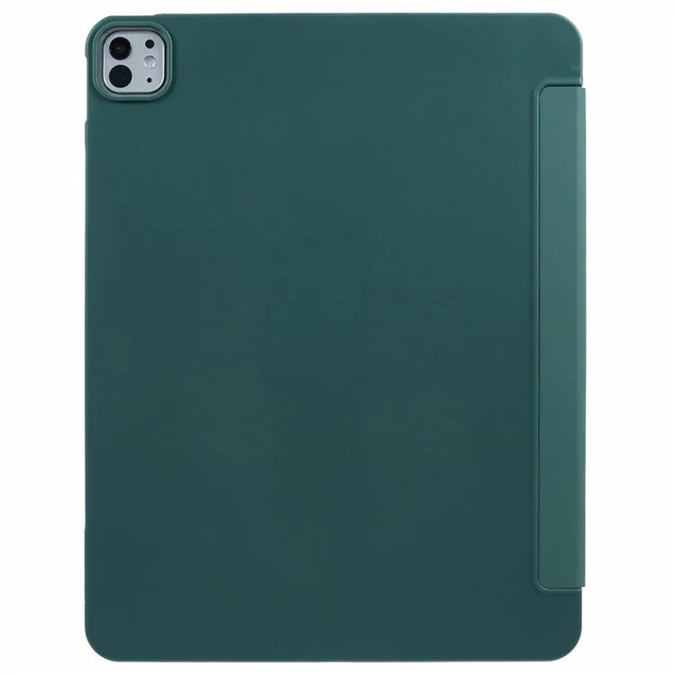 Tri-Fold Stand Smart Wake  /  Sleep TPU Leather Tablet Cover for iPad Air 13 (2024)  /  Pro 12.9 (2022) (2021) (2020) - Dark Green