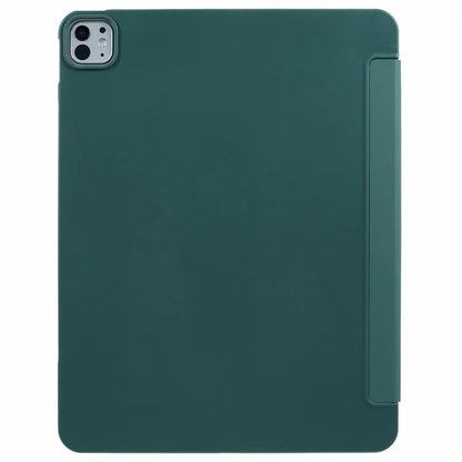 Tri-Fold Stand Smart Wake  /  Sleep TPU Leather Tablet Cover for iPad Air 13 (2024)  /  Pro 12.9 (2022) (2021) (2020) - Dark Green
