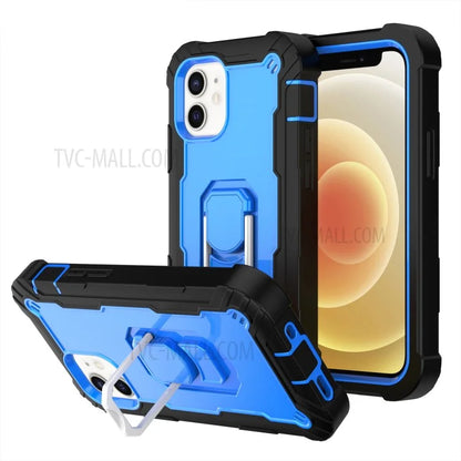 Built-in Kickstand Design Silicone+PC Shockproof Dual Color Phone Case for iPhone 12 mini
