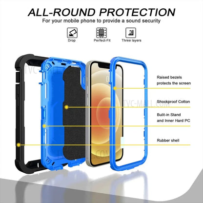 Built-in Kickstand Design Silicone+PC Shockproof Dual Color Phone Case for iPhone 12 mini