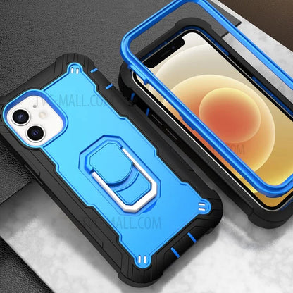 Built-in Kickstand Design Silicone+PC Shockproof Dual Color Phone Case for iPhone 12 mini