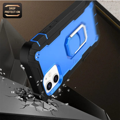 Built-in Kickstand Design Silicone+PC Shockproof Dual Color Phone Case for iPhone 12 mini