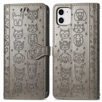 Imprinting Cat Dog Pattern Design Magnetic Leather Stand Case for iPhone 11 6.1-inch
