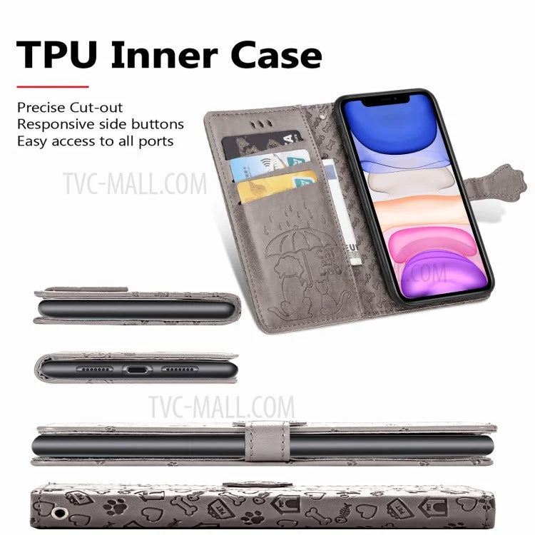 Imprinting Cat Dog Pattern Design Magnetic Leather Stand Case for iPhone 11 6.1-inch