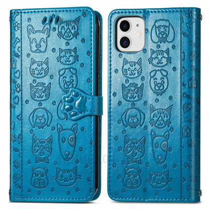 Imprinting Cat Dog Pattern Design Magnetic Leather Stand Case for iPhone 11 6.1-inch