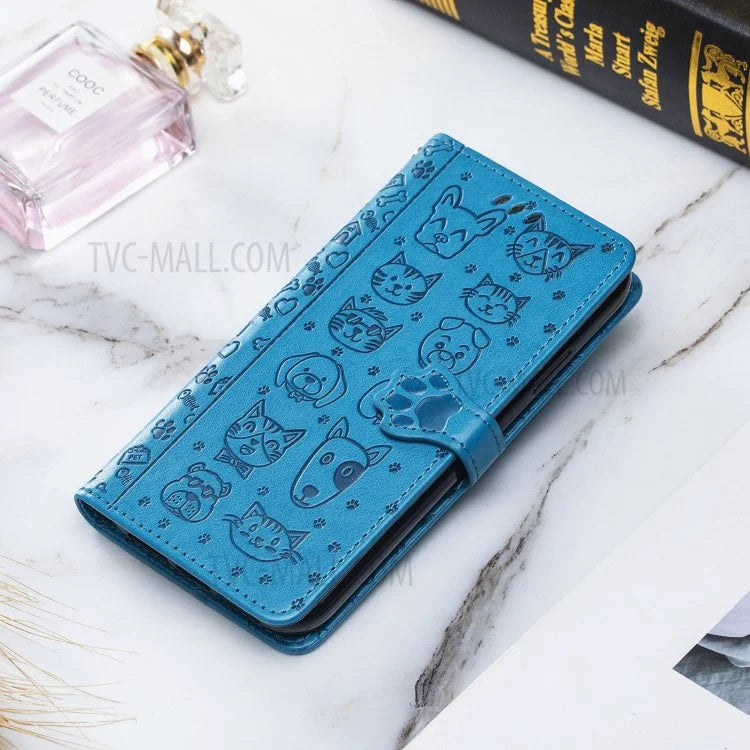 Imprinting Cat Dog Pattern Design Magnetic Leather Stand Case for iPhone 11 6.1-inch