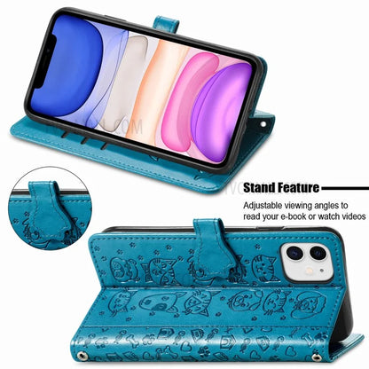 Imprinting Cat Dog Pattern Design Magnetic Leather Stand Case for iPhone 11 6.1-inch