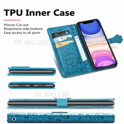 Imprinting Cat Dog Pattern Design Magnetic Leather Stand Case for iPhone 11 6.1-inch