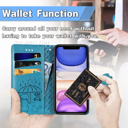 Imprinting Cat Dog Pattern Design Magnetic Leather Stand Case for iPhone 11 6.1-inch
