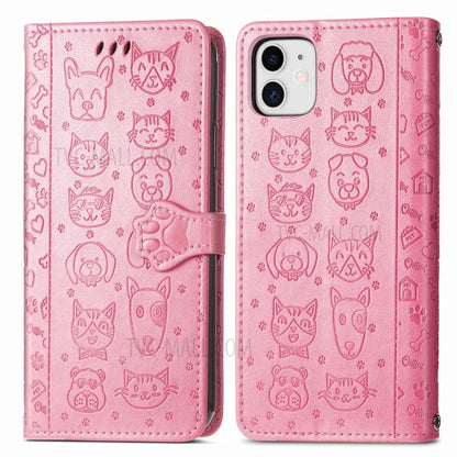 Imprinting Cat Dog Pattern Design Magnetic Leather Stand Case for iPhone 11 6.1-inch