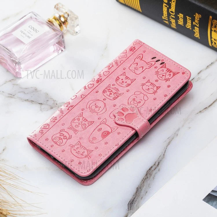 Imprinting Cat Dog Pattern Design Magnetic Leather Stand Case for iPhone 11 6.1-inch