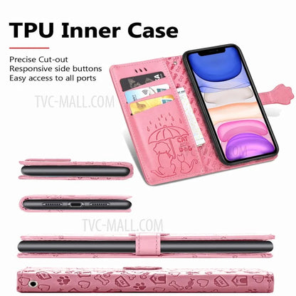 Imprinting Cat Dog Pattern Design Magnetic Leather Stand Case for iPhone 11 6.1-inch