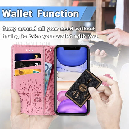 Imprinting Cat Dog Pattern Design Magnetic Leather Stand Case for iPhone 11 6.1-inch