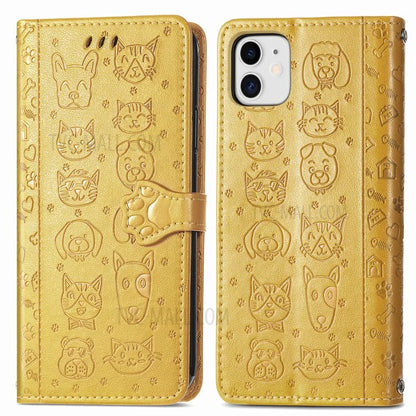 Imprinting Cat Dog Pattern Design Magnetic Leather Stand Case for iPhone 11 6.1-inch