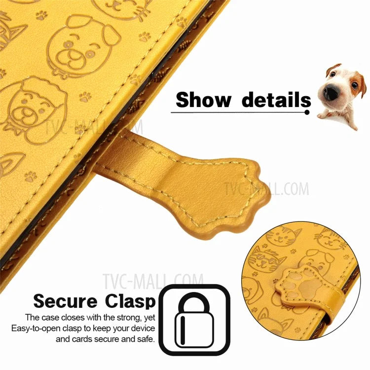 Imprinting Cat Dog Pattern Design Magnetic Leather Stand Case for iPhone 11 6.1-inch