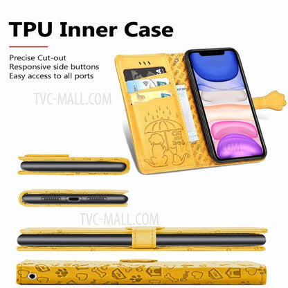 Imprinting Cat Dog Pattern Design Magnetic Leather Stand Case for iPhone 11 6.1-inch