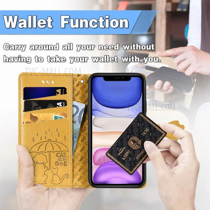 Imprinting Cat Dog Pattern Design Magnetic Leather Stand Case for iPhone 11 6.1-inch