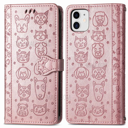 Imprinting Cat Dog Pattern Design Magnetic Leather Stand Case for iPhone 11 6.1-inch