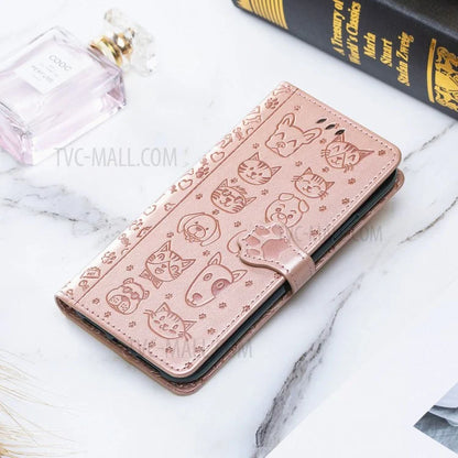 Imprinting Cat Dog Pattern Design Magnetic Leather Stand Case for iPhone 11 6.1-inch