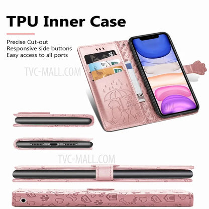 Imprinting Cat Dog Pattern Design Magnetic Leather Stand Case for iPhone 11 6.1-inch