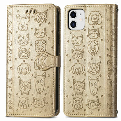Imprinting Cat Dog Pattern Design Magnetic Leather Stand Case for iPhone 11 6.1-inch
