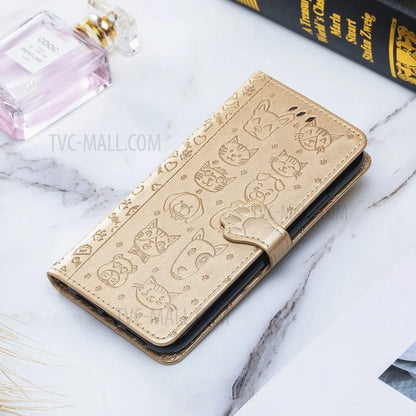 Imprinting Cat Dog Pattern Design Magnetic Leather Stand Case for iPhone 11 6.1-inch