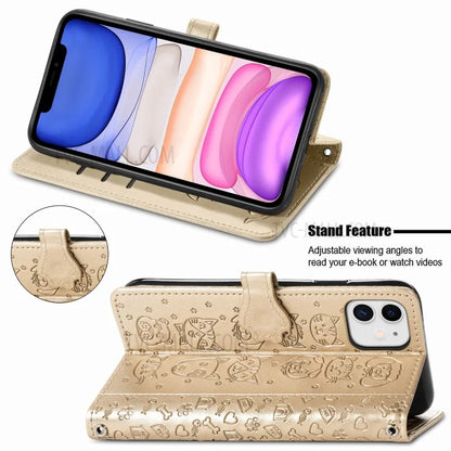 Imprinting Cat Dog Pattern Design Magnetic Leather Stand Case for iPhone 11 6.1-inch