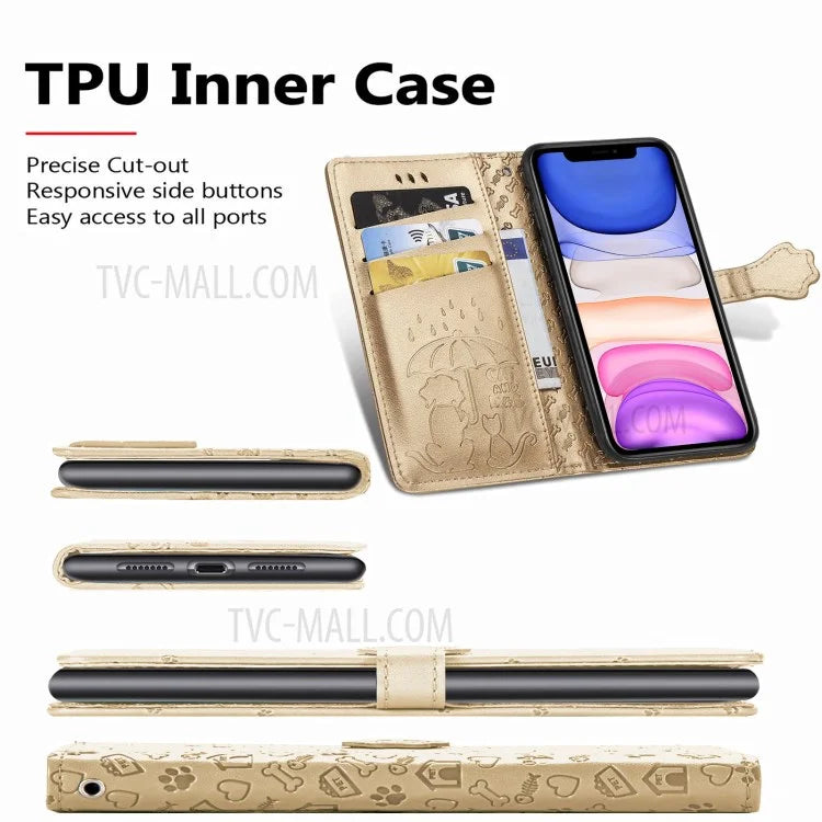 Imprinting Cat Dog Pattern Design Magnetic Leather Stand Case for iPhone 11 6.1-inch