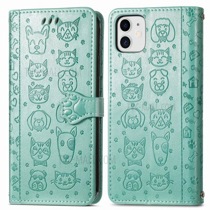 Imprinting Cat Dog Pattern Design Magnetic Leather Stand Case for iPhone 11 6.1-inch
