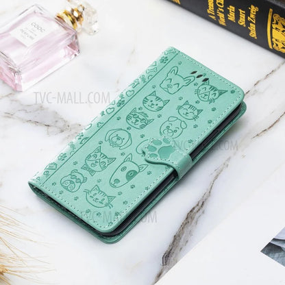 Imprinting Cat Dog Pattern Design Magnetic Leather Stand Case for iPhone 11 6.1-inch