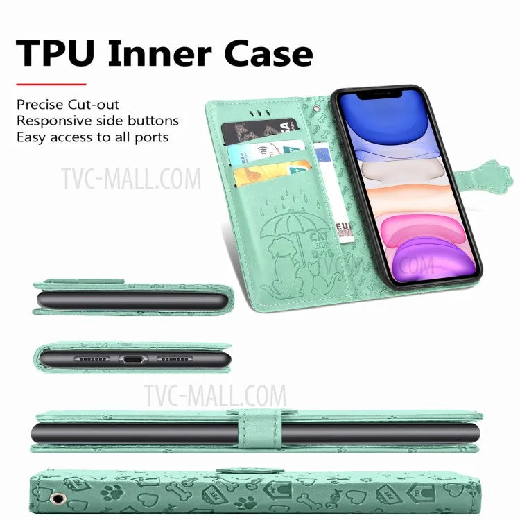 Imprinting Cat Dog Pattern Design Magnetic Leather Stand Case for iPhone 11 6.1-inch
