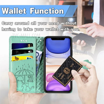 Imprinting Cat Dog Pattern Design Magnetic Leather Stand Case for iPhone 11 6.1-inch