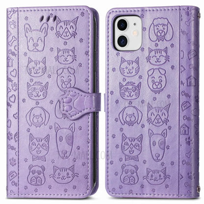Imprinting Cat Dog Pattern Design Magnetic Leather Stand Case for iPhone 11 6.1-inch