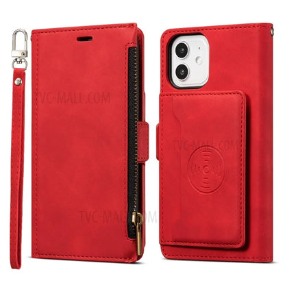 Kickstand Leather Phone Case Cover with Zipper Wallet for iPhone 12 /12 Pro
