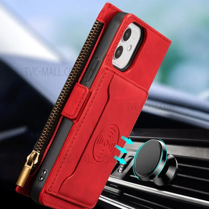 Kickstand Leather Phone Case Cover with Zipper Wallet for iPhone 12 /12 Pro
