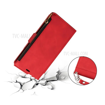 Kickstand Leather Phone Case Cover with Zipper Wallet for iPhone 12 /12 Pro