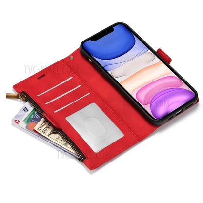 Kickstand Leather Phone Case Cover with Zipper Wallet for iPhone 12 /12 Pro