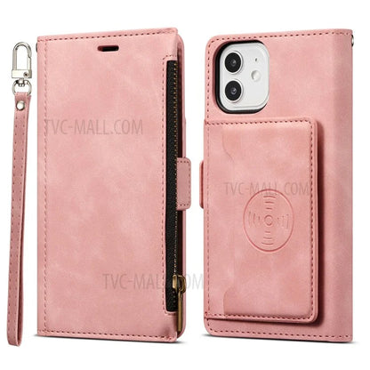 Kickstand Leather Phone Case Cover with Zipper Wallet for iPhone 12 /12 Pro