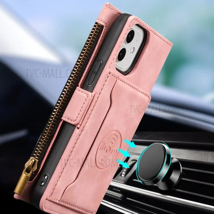 Kickstand Leather Phone Case Cover with Zipper Wallet for iPhone 12 /12 Pro