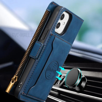 Kickstand Leather Phone Case Cover with Zipper Wallet for iPhone 12 /12 Pro