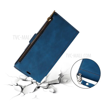 Kickstand Leather Phone Case Cover with Zipper Wallet for iPhone 12 /12 Pro