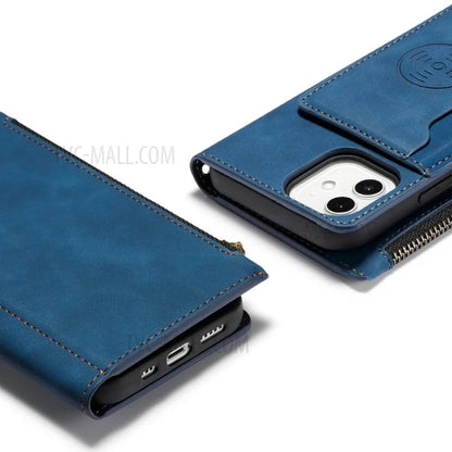 Kickstand Leather Phone Case Cover with Zipper Wallet for iPhone 12 /12 Pro