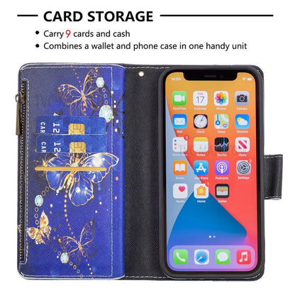 BF03 Stylish Pattern Printing 360° Protection Leather Stand Phone Cover with Wrist Strap and Zippered Wallet for iPhone 13 Pro Max 6.7 inch